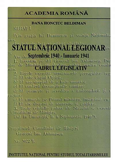 Statul National Legionar Septembrie 1940 - Ianuarie 1941