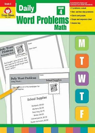 Daily Word Problems, Grade 4 Math, Paperback