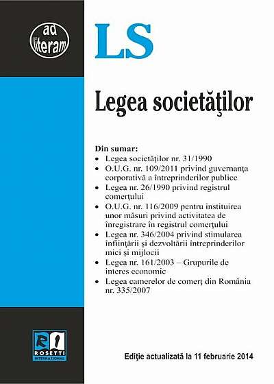 Legea societatilor. Editie actualizata la 11 februarie 2014
