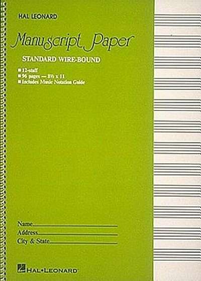 Standard Wirebound Manuscript Paper (Green Cover), Paperback