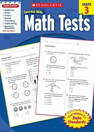 Math Tests, Grade 3, Paperback