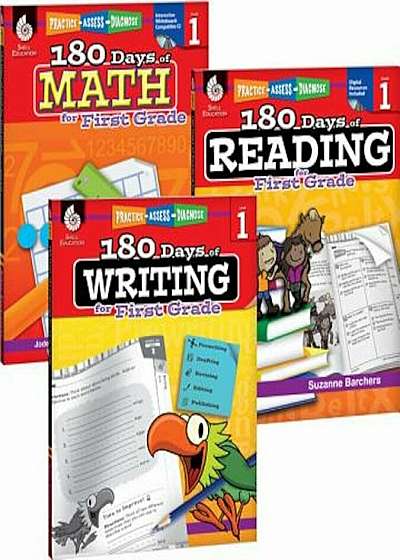 180 Days of Reading, Writing, and Math for First Grade 3-Book Set, Paperback