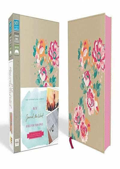 NIV, Journal the Word Bible for Teen Girls, Imitation Leather, Gold/Floral: Includes Hundreds of Journaling Prompts!, Hardcover