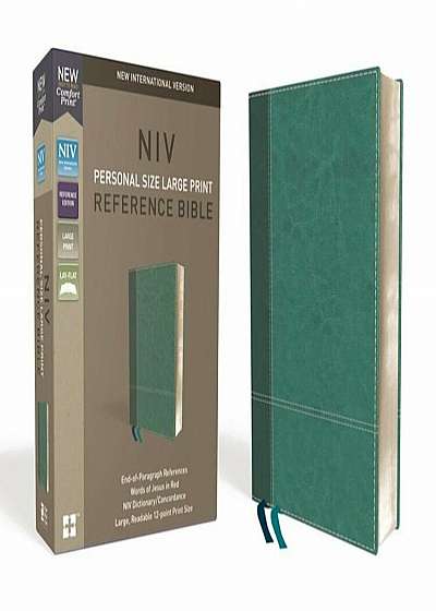 NIV, Personal Size Reference Bible, Large Print, Imitation Leather, Blue, Red Letter Edition, Comfort Print, Hardcover