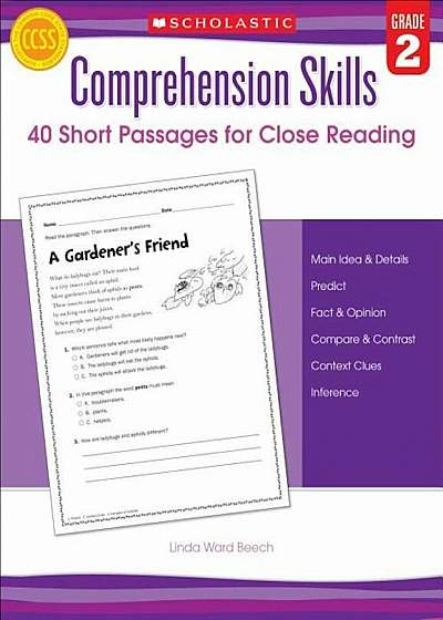 Comprehension Skills: Short Passages for Close Reading: Grade 2, Paperback