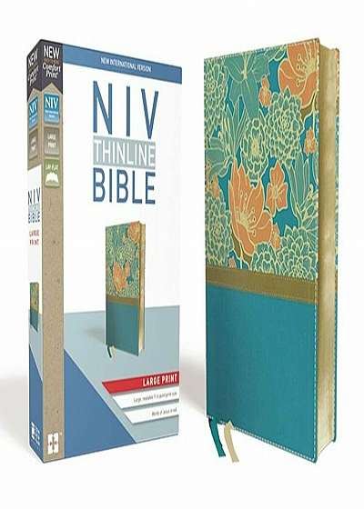 NIV, Thinline Bible, Large Print, Imitation Leather, Blue, Red Letter Edition, Hardcover