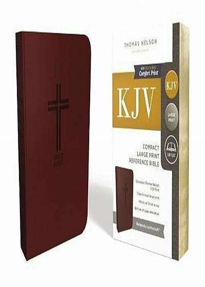KJV, Reference Bible, Compact, Large Print, Imitation Leather, Burgundy, Red Letter Edition, Hardcover