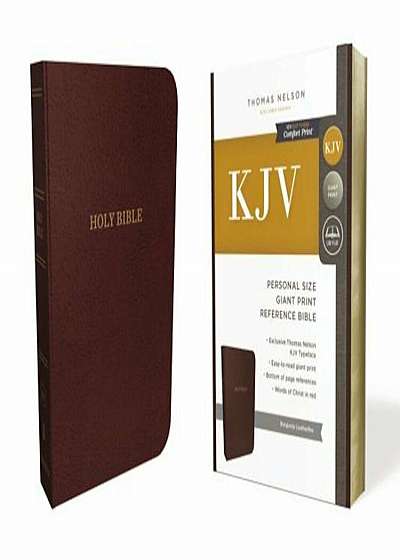 KJV, Reference Bible, Personal Size Giant Print, Leather-Look, Burgundy, Red Letter Edition, Paperback