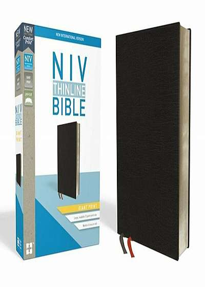 NIV, Thinline Bible, Giant Print, Bonded Leather, Black, Red Letter Edition, Hardcover