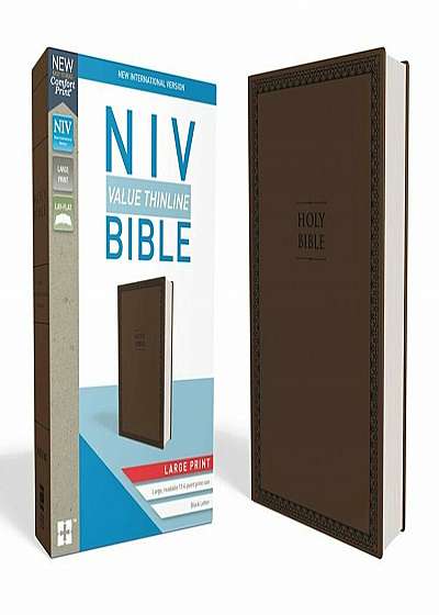 NIV, Value Thinline Bible, Large Print, Imitation Leather, Brown, Hardcover
