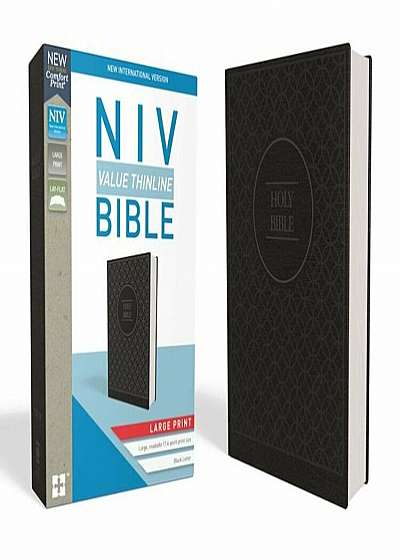 NIV, Value Thinline Bible, Large Print, Imitation Leather, Gray/Black, Hardcover