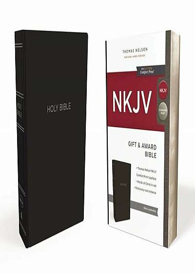 NKJV, Gift and Award Bible, Leather-Look, Black, Red Letter Edition, Paperback