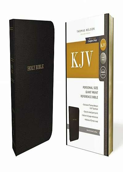 KJV, Reference Bible, Personal Size Giant Print, Bonded Leather, Black, Red Letter Edition, Hardcover