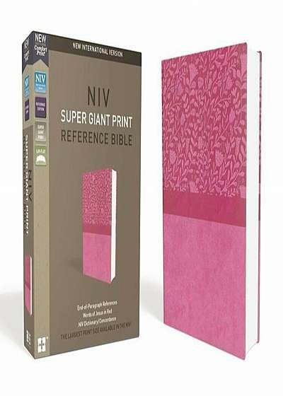NIV, Super Giant Print Reference Bible, Giant Print, Imitation Leather, Pink, Red Letter Edition, Hardcover