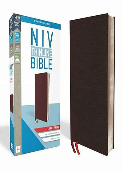 NIV, Thinline Bible, Large Print, Bonded Leather, Burgundy, Red Letter Edition, Hardcover