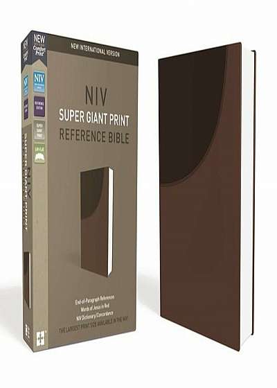 NIV, Super Giant Print Reference Bible, Imitation Leather, Brown, Red Letter Edition, Hardcover