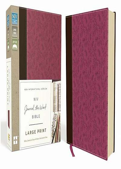 NIV, Journal the Word Bible, Large Print, Imitation Leather, Pink/Brown: Reflect, Journal, or Create Art Next to Your Favorite Verses, Hardcover