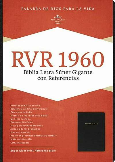 Rvr 1960 Biblia Letra Super Gigante, Negro Piel Fabricada Con Indice, Hardcover
