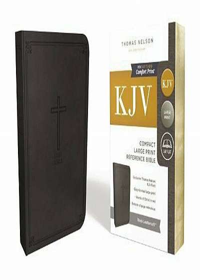 KJV, Reference Bible, Compact, Large Print, Imitation Leather, Black, Red Letter Edition, Hardcover
