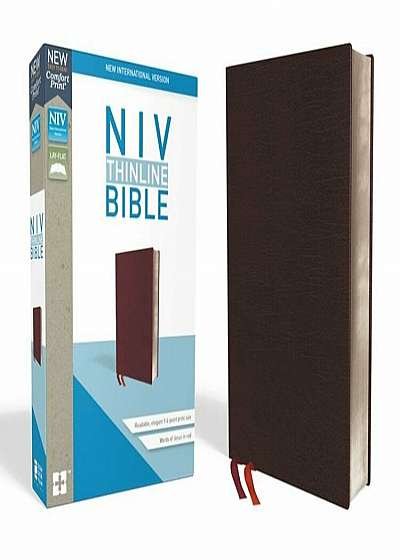 Coperta cărții NIV, Thinline Bible, Bonded Leather, Burgundy, Indexed, Red Letter Edition, Hardcover