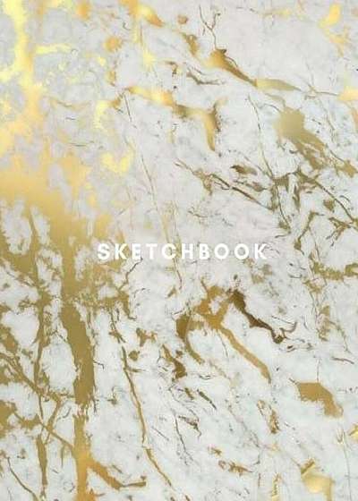 Sketchbook: 8.5' X 11,' Gold and White Marble, Large Sketchbook Journal White Unruled Drawing Paper, 100 Pages, Durable, for Artis, Paperback