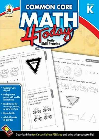 Common Core Math 4 Today, Grade K: Daily Skill Practice, Paperback