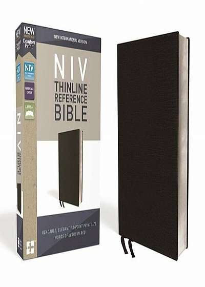 NIV, Thinline Reference Bible, Bonded Leather, Black, Red Letter Edition, Comfort Print, Hardcover