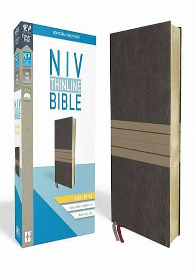 NIV, Thinline Bible, Giant Print, Imitation Leather, Brown/Tan, Red Letter Edition, Hardcover