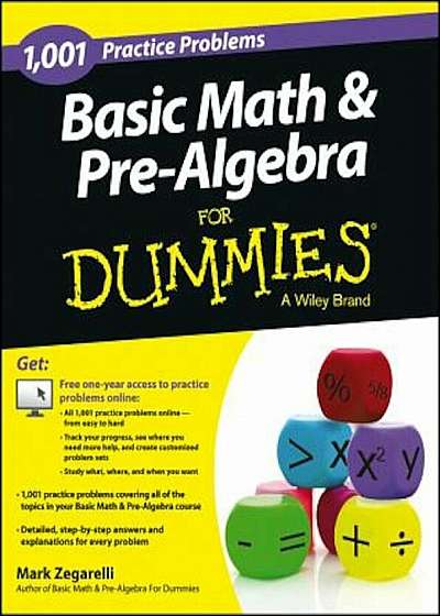 1,001 Basic Math & Pre-Algebra Practice Problems for Dummies, Paperback