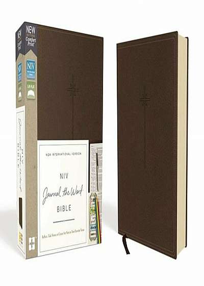 NIV, Journal the Word Bible, Imitation Leather, Brown, Red Letter Edition, Comfort Print: Reflect, Take Notes, or Create Art Next to Your Favorite Ver, Hardcover