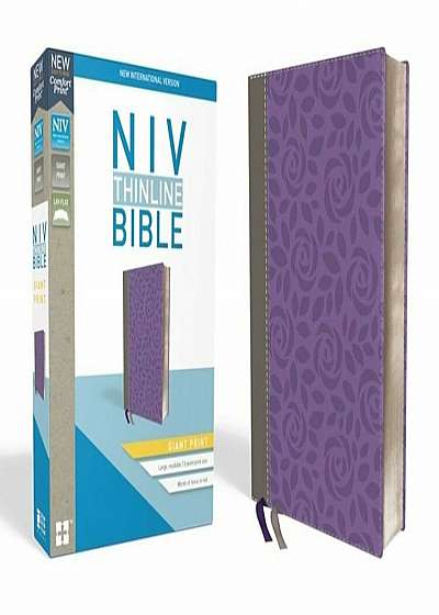 NIV, Thinline Bible, Giant Print, Imitation Leather, Gray/Purple, Red Letter Edition, Hardcover