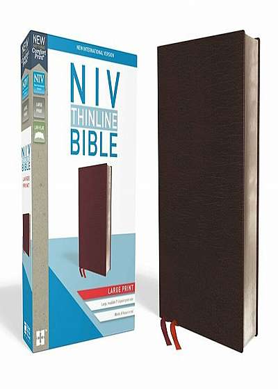 NIV, Thinline Bible, Large Print, Bonded Leather, Burgundy, Indexed, Red Letter Edition, Hardcover