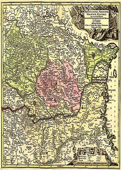 Harta Transilvania, Moldova si Valahia 1730