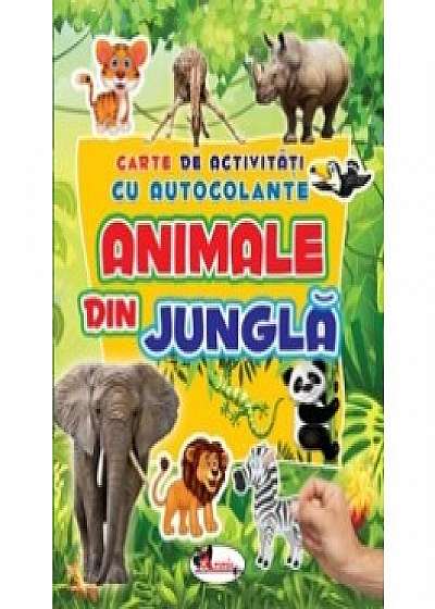 Carte de activitati cu autocolante - animale din jungla