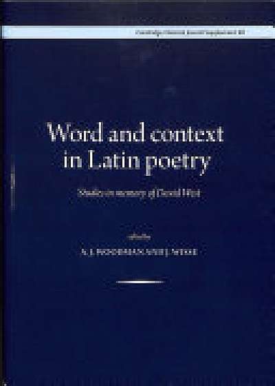 Word and Context in Latin Poetry