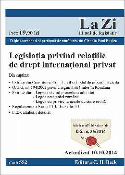 Legislatia privind relatiile de drept international privat act. 10.10.2014
