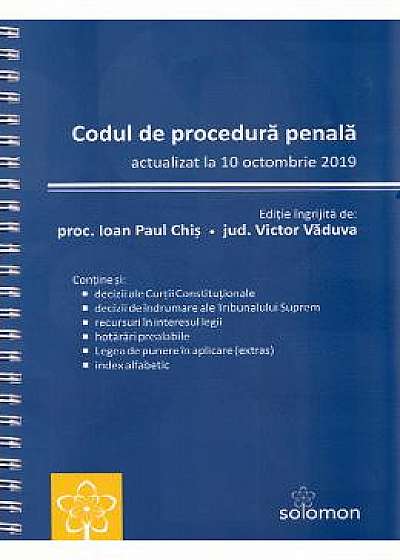 Codul de procedura penala Act. la 10 octombrie 2019
