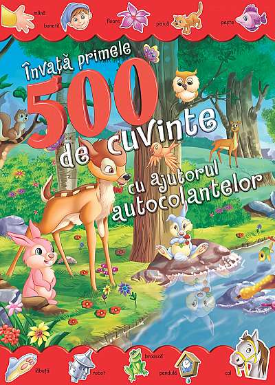Coperta cărții Invata primele 500 de cuvinte cu ajutorul autocolantelor