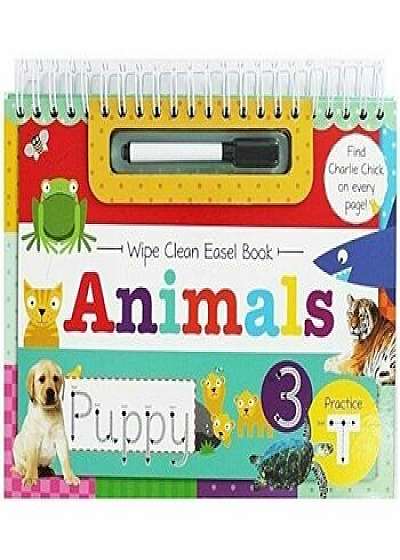 Wipe Clean Easel Book With Pen - Animals/***