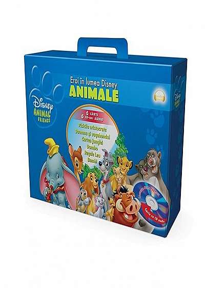Cutie cadou Eroi in lumea Disney. Animale (6 carti + 6 CD-uri audio)