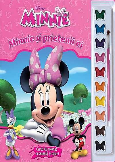 Minnie si prietenii ei - Carte de colorat cu pensula si culori