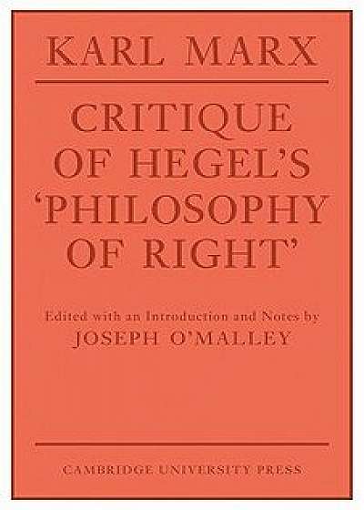 Critique of Hegel's 'philosophy of Right', Paperback/Karl Marx