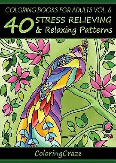 Coloring Books for Adults Volume 6: 40 Stress Relieving and Relaxing Patterns, Paperback/Coloringcraze