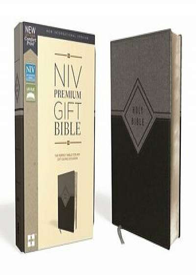Niv, Premium Gift Bible, Leathersoft, Black/Gray, Red Letter Edition, Comfort Print/Zondervan