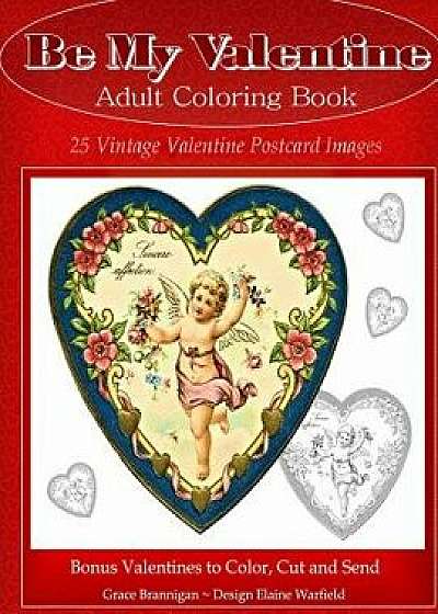 Be My Valentine Adult Coloring Book: 25 Vintage Valentine Postcards: Bonus Valentines to Color, Cut and Send, Paperback/Elaine Warfield