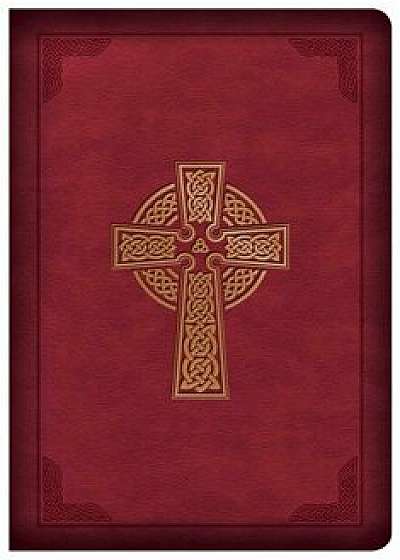 CSB Large Print Compact Reference Bible, Celtic Cross Crimson Leathertouch/Csb Bibles by Holman