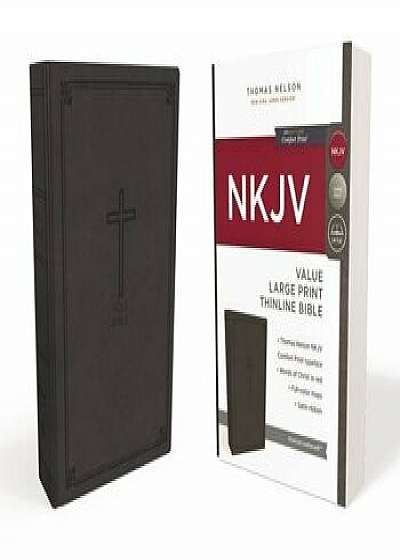 NKJV, Value Thinline Bible, Large Print, Imitation Leather, Black, Red Letter Edition, Paperback/Thomas Nelson