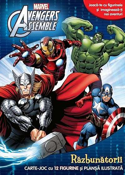 Avengers Assemble. Răzbunătorii. Carte joc cu 12 figurine și planșă ilustrată