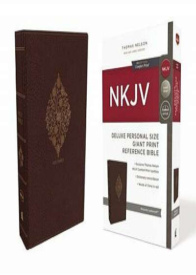 NKJV, Deluxe Reference Bible, Personal Size Giant Print, Imitation Leather, Burgundy, Indexed, Red Letter Edition, Comfort Print/Thomas Nelson