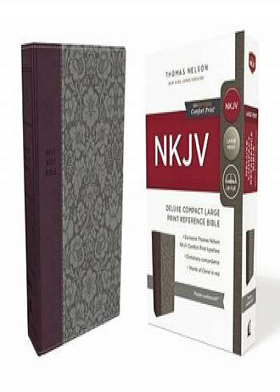 NKJV, Deluxe Reference Bible, Compact Large Print, Imitation Leather, Purple, Red Letter Edition, Comfort Print/Thomas Nelson